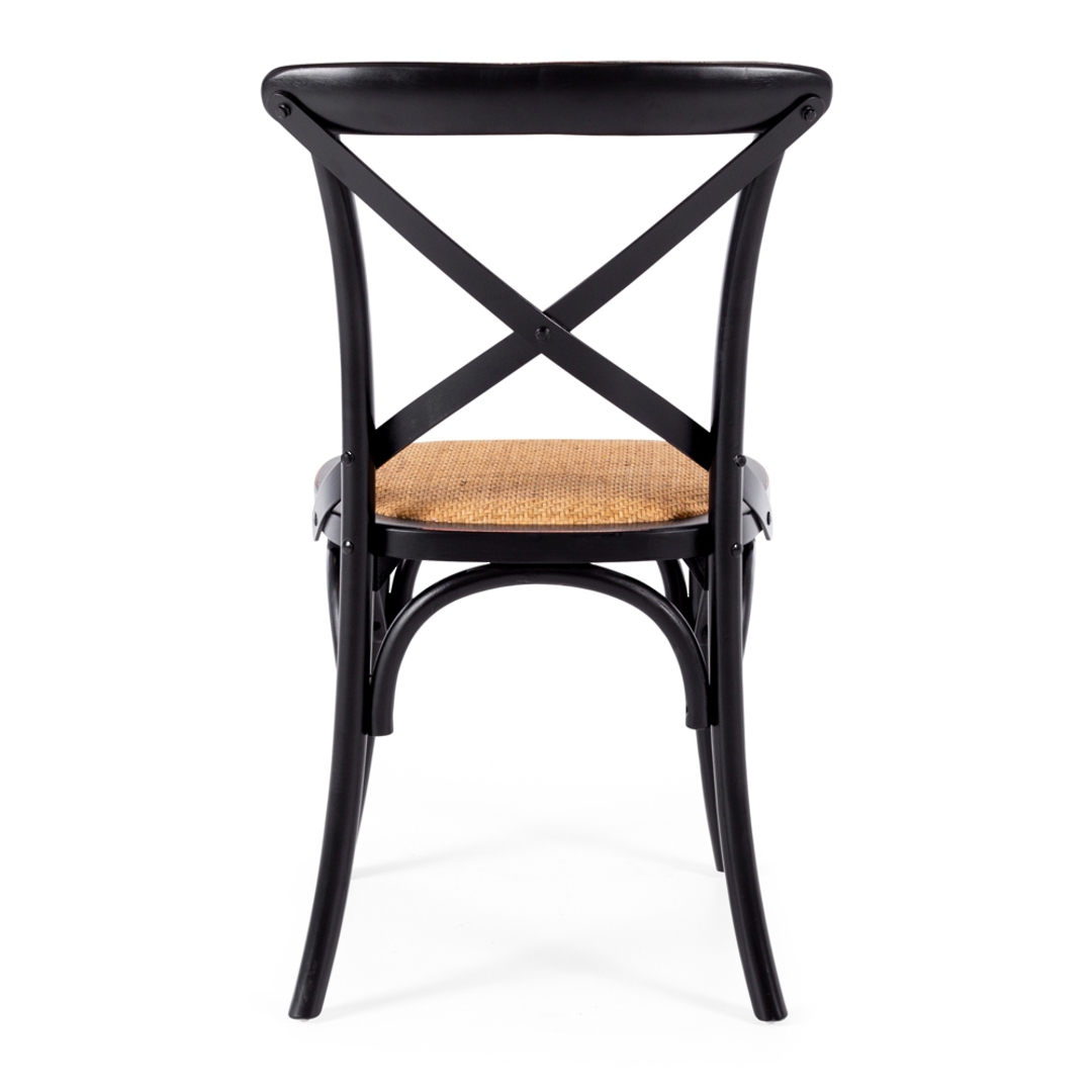 Villa X-Back Dining Chair Aged Black Rattan Seat image 3